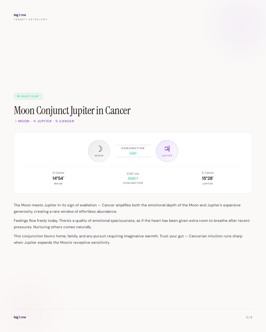 Moon Conjunct Jupiter in Cancer: Emotional Abundance