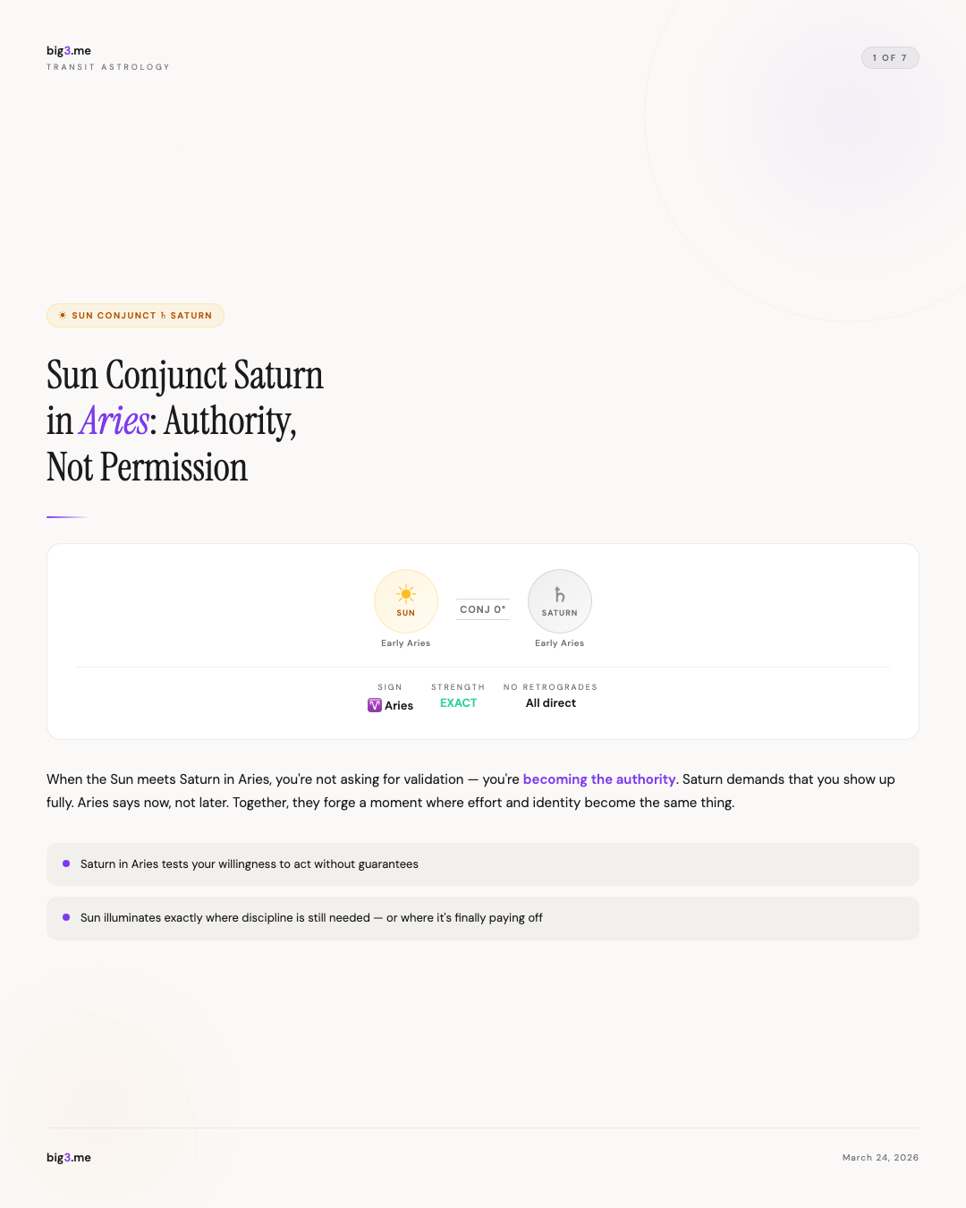 Sun Conjunct Saturn in Aries: Authority, Not Permission