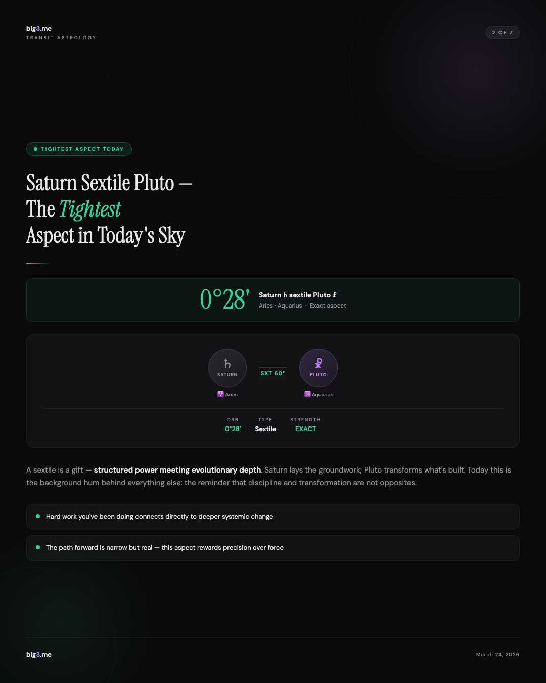 Saturn Sextile Pluto — The Tightest Aspect in Today's Sky